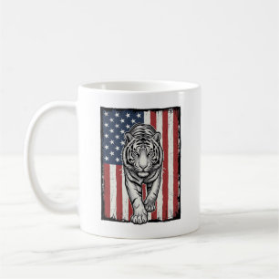 Caneca De Café Bandeira Americana de Tigre Gravada Vintage Desenh