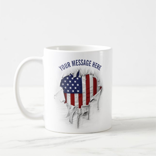 Caneca De Café Bandeira Americana Destruída, Raspada e Tornada (Esquerda)