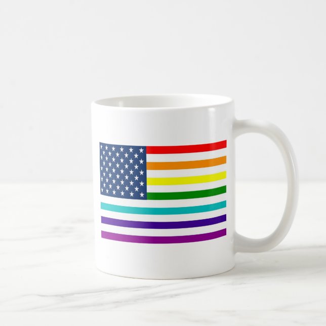 Caneca De Café Bandeira americana do arco-íris (Direita)