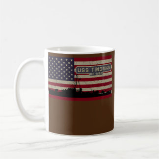 Caneca De Café Bandeira americana do navio USS Tinsman DE 589 da