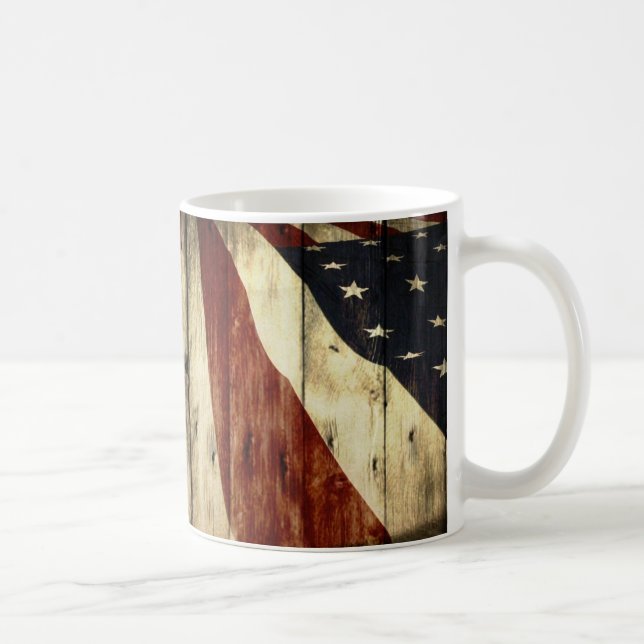 Caneca De Café Bandeira americana do woodgrain referente à (Direita)