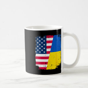 Caneca De Café Bandeira Americana Dos EUA Ucrânia Amizade País Vi