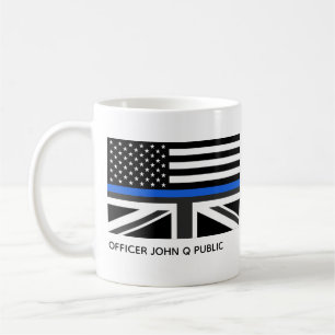 Caneca De Café Bandeira americana e britânica da fina linha azul 