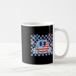 Caneca De Café Bandeira Americana Em 4 De Julho Groovy Sorrindo C