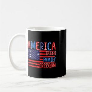 Caneca De Café Bandeira Americana Fé Família Liberdade 4 De Julho