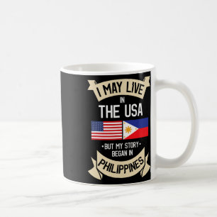 Caneca De Café Bandeira Americana Filipina Presentes Raízes Filip