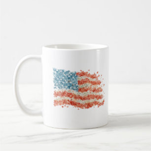 Caneca De Café Bandeira Americana Floral Bandeira EUA