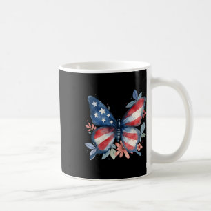 Caneca De Café Bandeira Americana Floral Borboleta EUA 4 De Julho