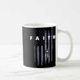 Caneca De Café Bandeira americana grunge e cruz fé cristã