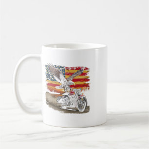 Caneca De Café Bandeira Americana Moto Usa Bandeira Motoqueiro Re