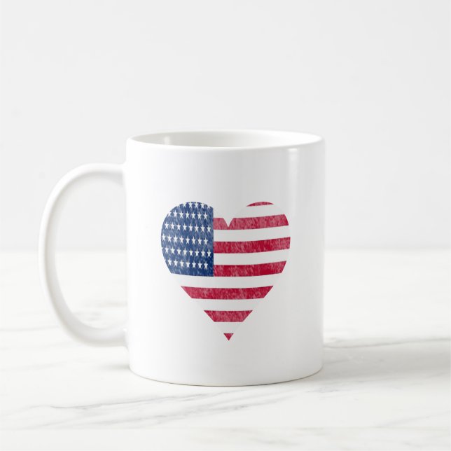 Caneca De Café Bandeira americana no coração (Esquerda)
