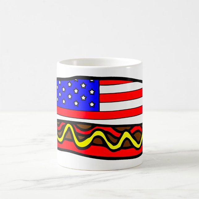 Caneca De Café Bandeira Americana Patriótica Cão Quente (Criador carregado)