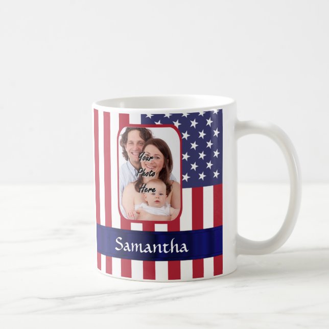 Caneca De Café Bandeira americana patriótica personalizada (Direita)
