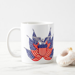 Caneca De Café Bandeira Americana Patriótica Vintage, Quatro de J