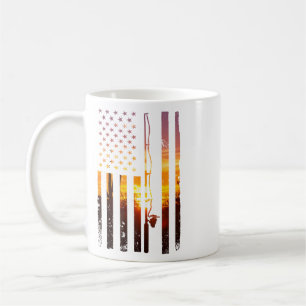 Caneca De Café Bandeira Americana Peixe Pescador Pescador Engraça