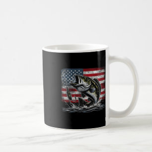 Caneca De Café Bandeira Americana Retro de Pesca B Peixe Pescador