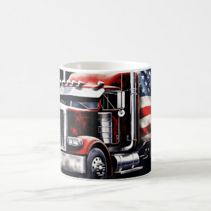 Caneca De Café Bandeira Americana Semi Truck