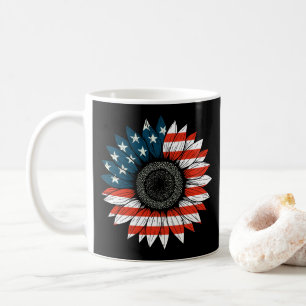 Caneca De Café Bandeira Americana Sunflower