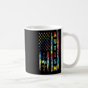 Caneca De Café Bandeira Americana Tie Dye Conscientização do Auti
