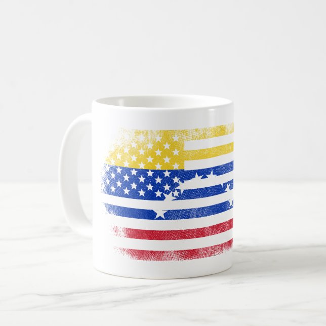Caneca De Café Bandeira americana venezuelana   Venezuela e EUA (Frente Esquerda)