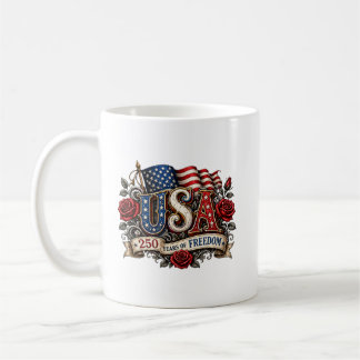 Caneca De Café Bandeira Americana Vintage EUA 250 Anos de Liberda