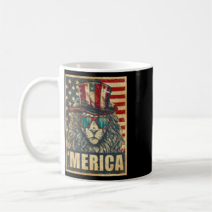 Caneca De Café Bandeira Americana Vintage Lion Merica 4 de Julho
