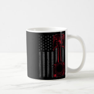 Caneca De Café Bandeira Americana Vintage Pistão Carro de Músculo