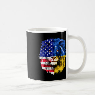 Caneca De Café Bandeira Americano Ucraniano Ucrânia Face De Leão