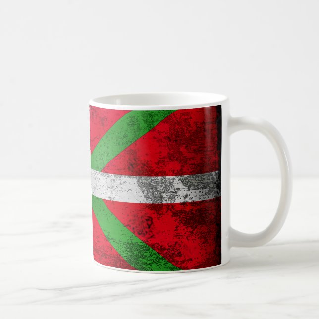 Caneca De Café Bandeira Basque afligida do estilo: Ikurriña, (Direita)