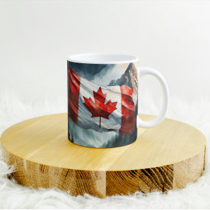 Caneca De Café Bandeira Canadense Rocky Mountain em Watercolor
