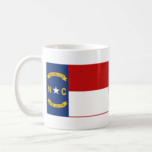 Caneca De Café Bandeira Caroliniana do Norte + Mug de Mapa (Esquerda)