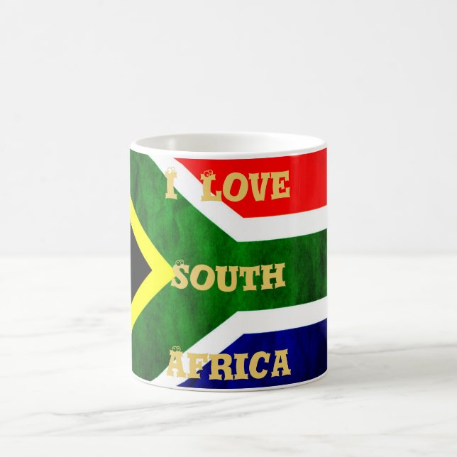 Caneca De Café Bandeira da África do Sul: Motif Dinâmico de Rodov (Centro)