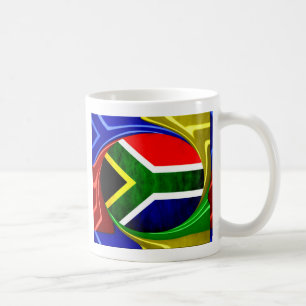Caneca De Café Bandeira da África do Sul: Motif Dinâmico de Rodov