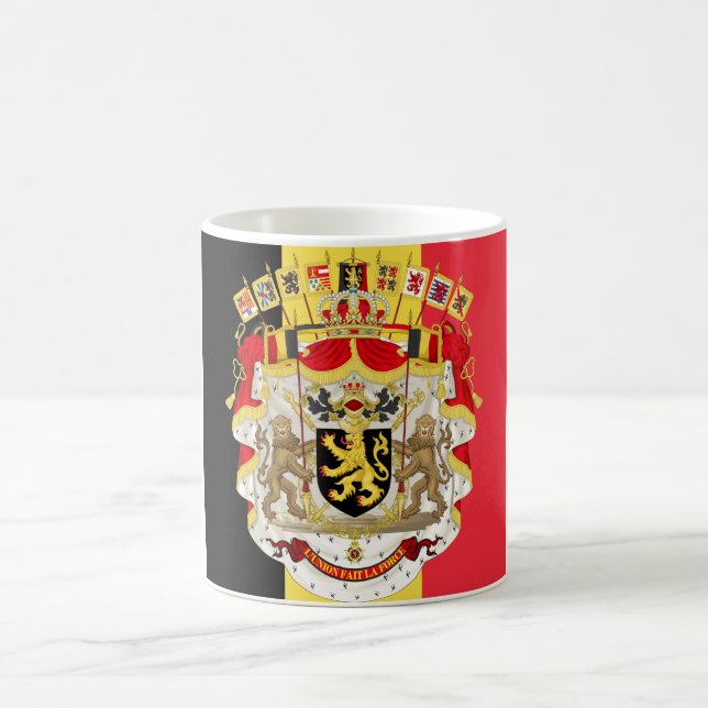 Caneca De Café Bandeira da Bélgica & COA (Centro)