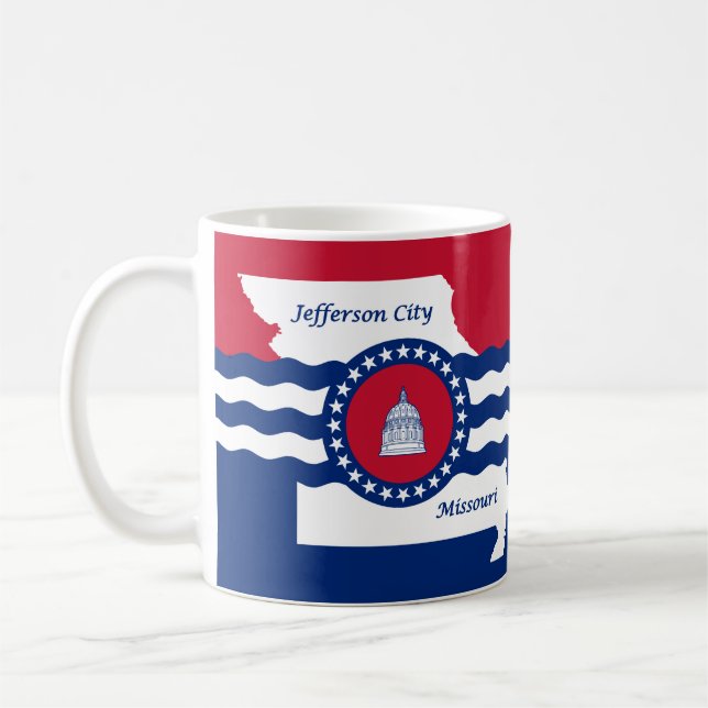 Caneca De Café Bandeira da cidade de Jefferson, Missouri Coffee M (Esquerda)