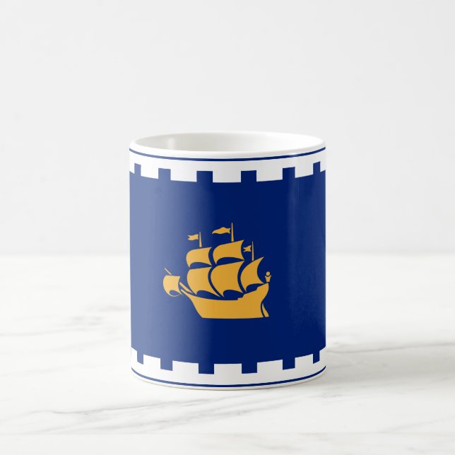 Caneca De Café Bandeira da Cidade do Quebec (Québec, Canadá) (Centro)