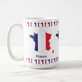 Caneca De Café Bandeira da França no Design de Souvenir de Mapa