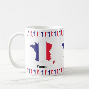 Caneca De Café Bandeira da França no Design de Souvenir de Mapa