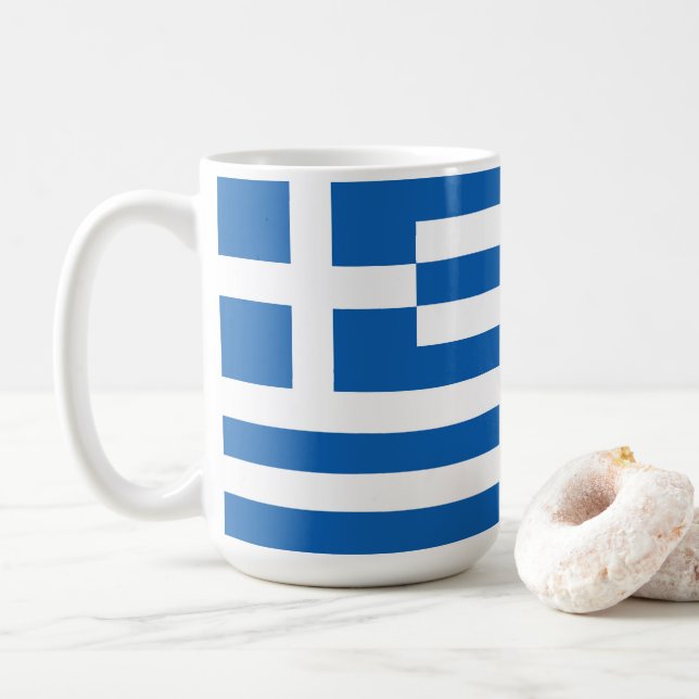 Caneca De Café bandeira da Grécia (Com Donut)