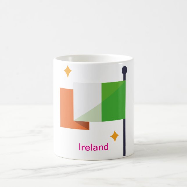 Caneca De Café Bandeira da Irlanda em Pole Mug (Centro)