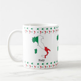 Caneca De Café Bandeira da Itália Dentro do Seu Mapa - Coleção de