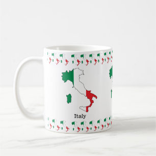 Caneca De Café Bandeira da Itália Dentro do Seu Mapa - Coleção de