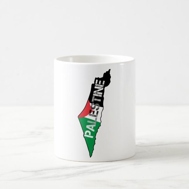 Caneca De Café Bandeira da Palestina Livre no Mapa Palestino (Centro)