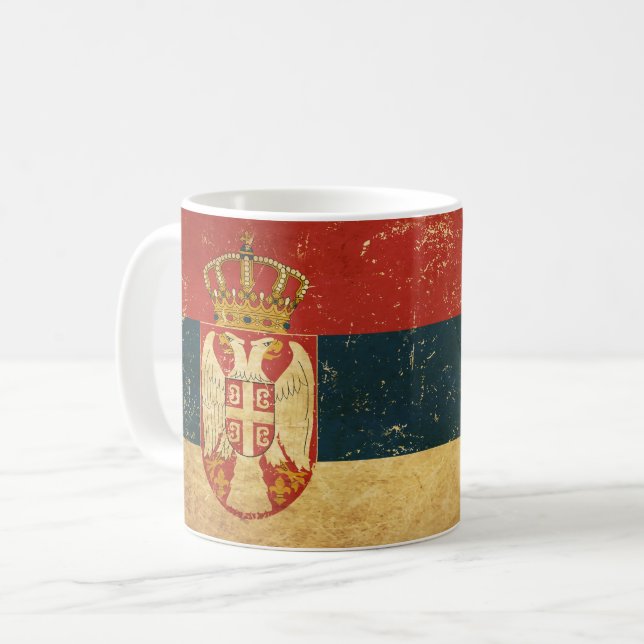 Caneca De Café Bandeira da Sérvia (Frente Esquerda)