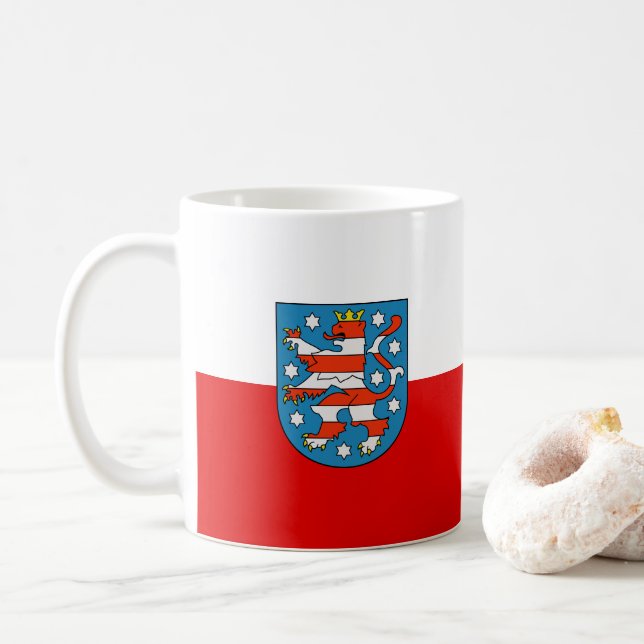 Caneca De Café Bandeira da Turíngia Café Mug (Com Donut)