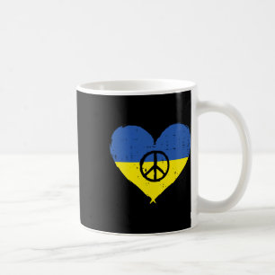 Caneca De Café Bandeira da Ucrânia Coração Sinal de Paz Retro Mul