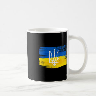 Caneca De Café Bandeira da Ucrânia e Brasão de Armas Pintado Patr