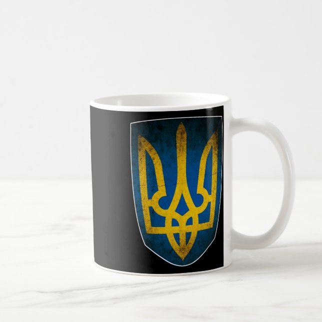 Caneca De Café Bandeira da Ucrânia e Tridente Ucraniano 1  (Direita)