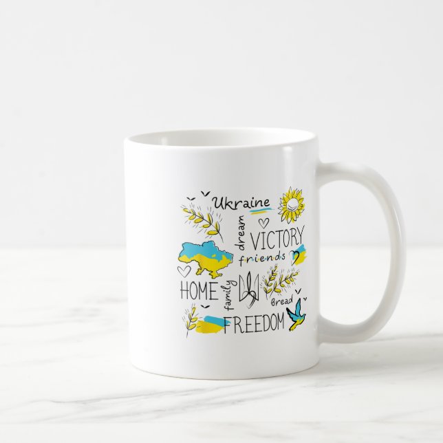 Caneca De Café Bandeira da Ucrânia - Vitória - Liberdade - Lar -  (Direita)