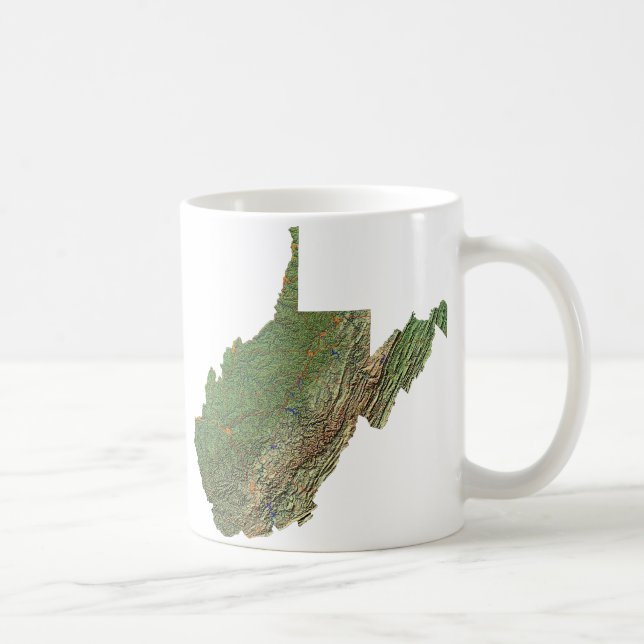 Caneca De Café Bandeira da Virgínia Ocidental + Mug de Mapa (Direita)